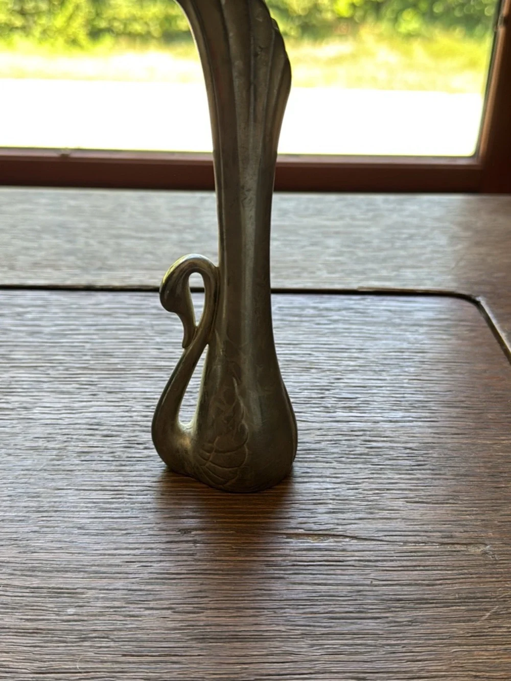 Vintage pewter swan bud vase
